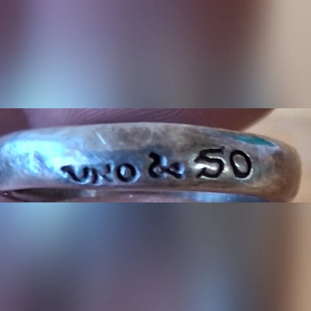 EUC Uno De 50 (1 Of 50) Handmade Forged Blue Swarovski Crystal Ring Jewelry